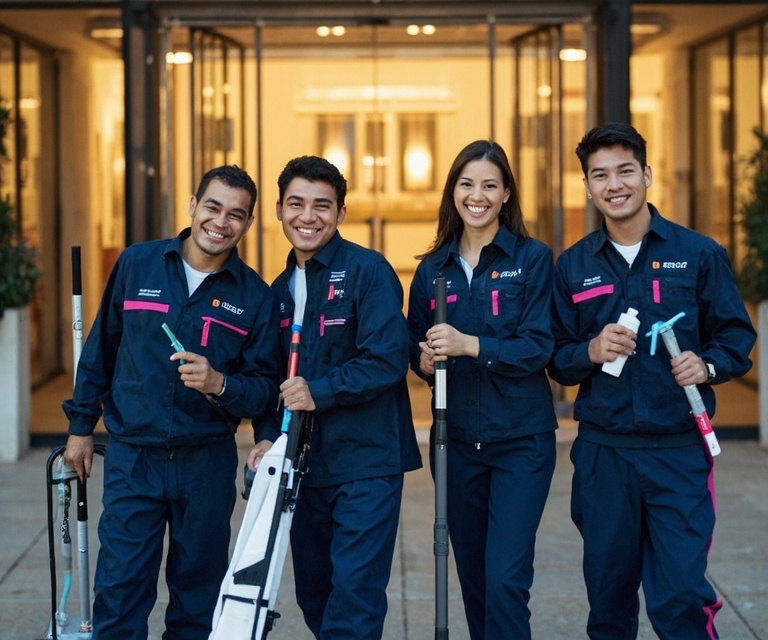 Professional cleaning team at work