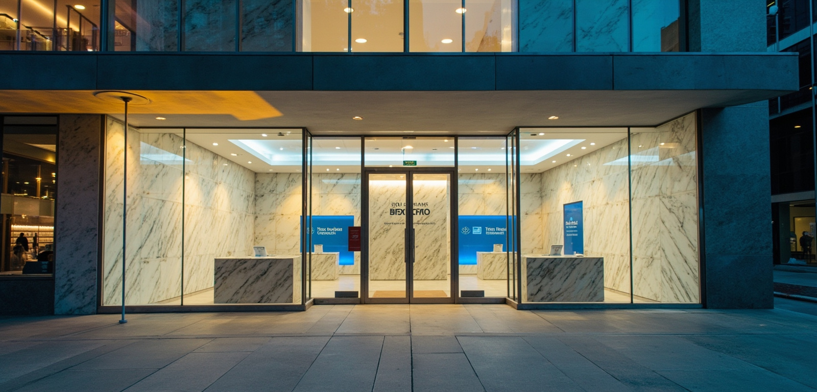 Clean bank branch lobby