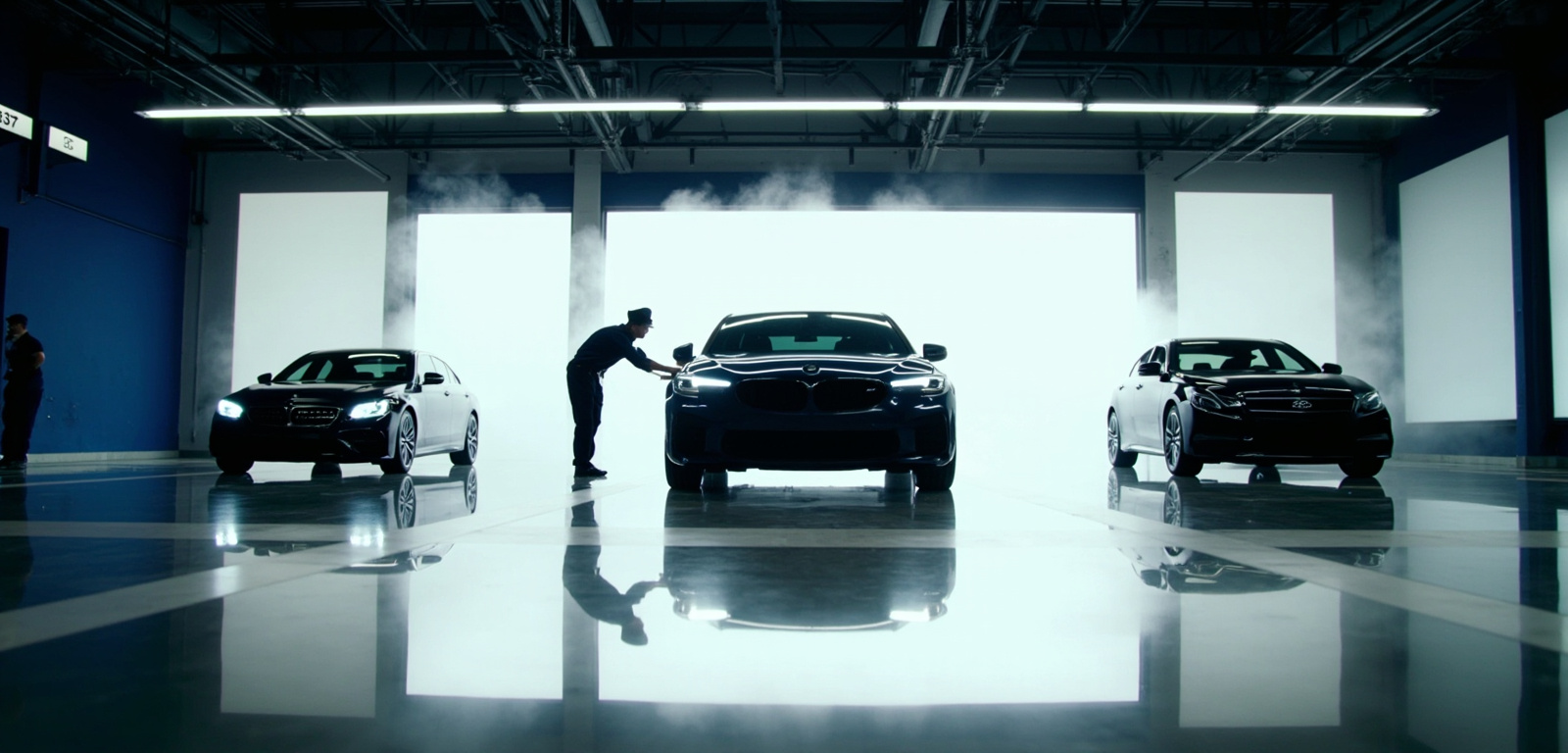 Clean car dealership showroom