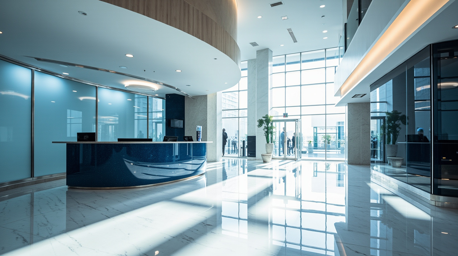 Clean modern office lobby