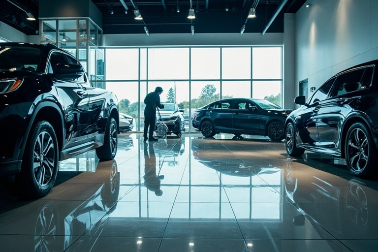 Dealership showroom cleaning